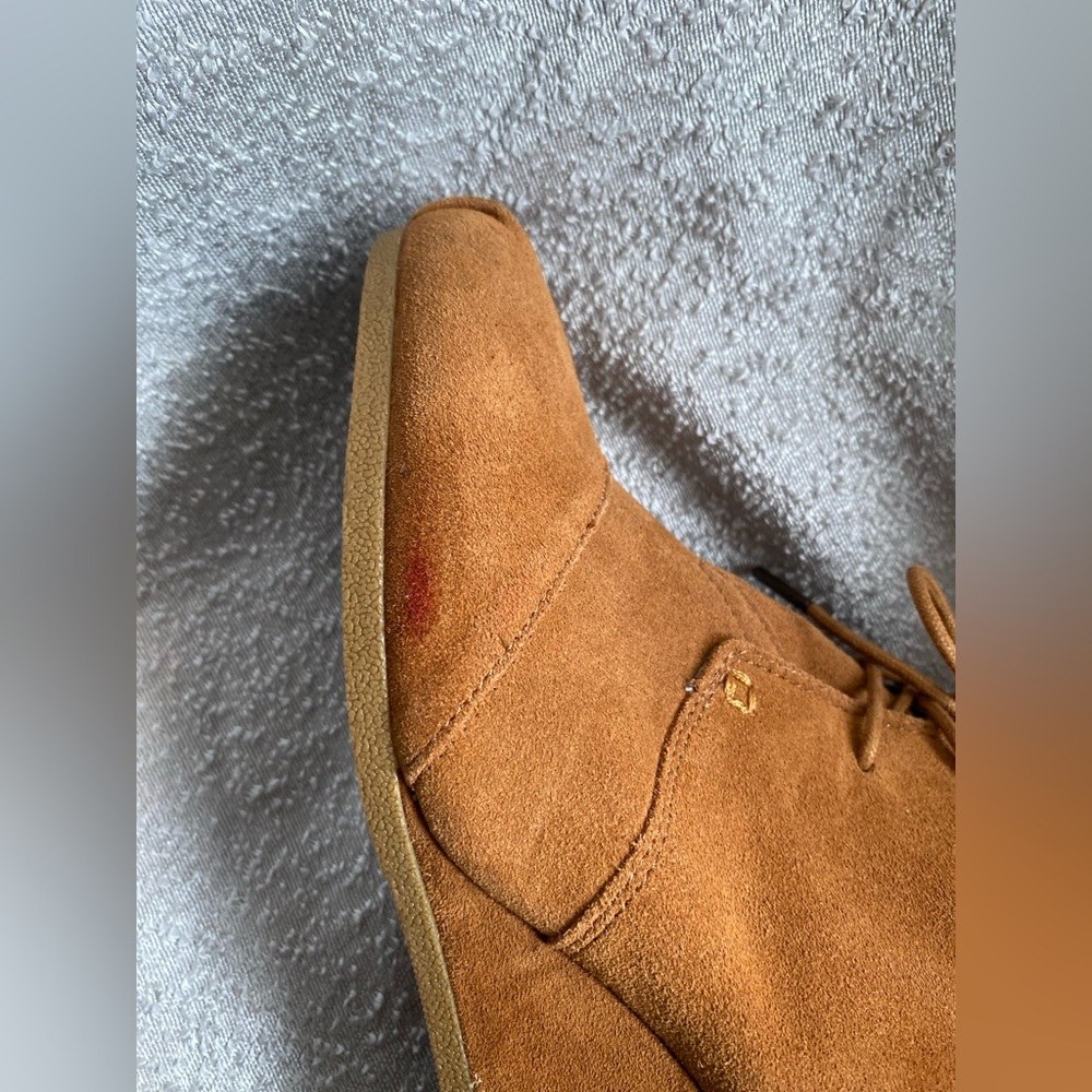 TOMS Desert‎ Booties with 3" Wedge Tan Lace up Suede Size 10W - Picture 9 of 12